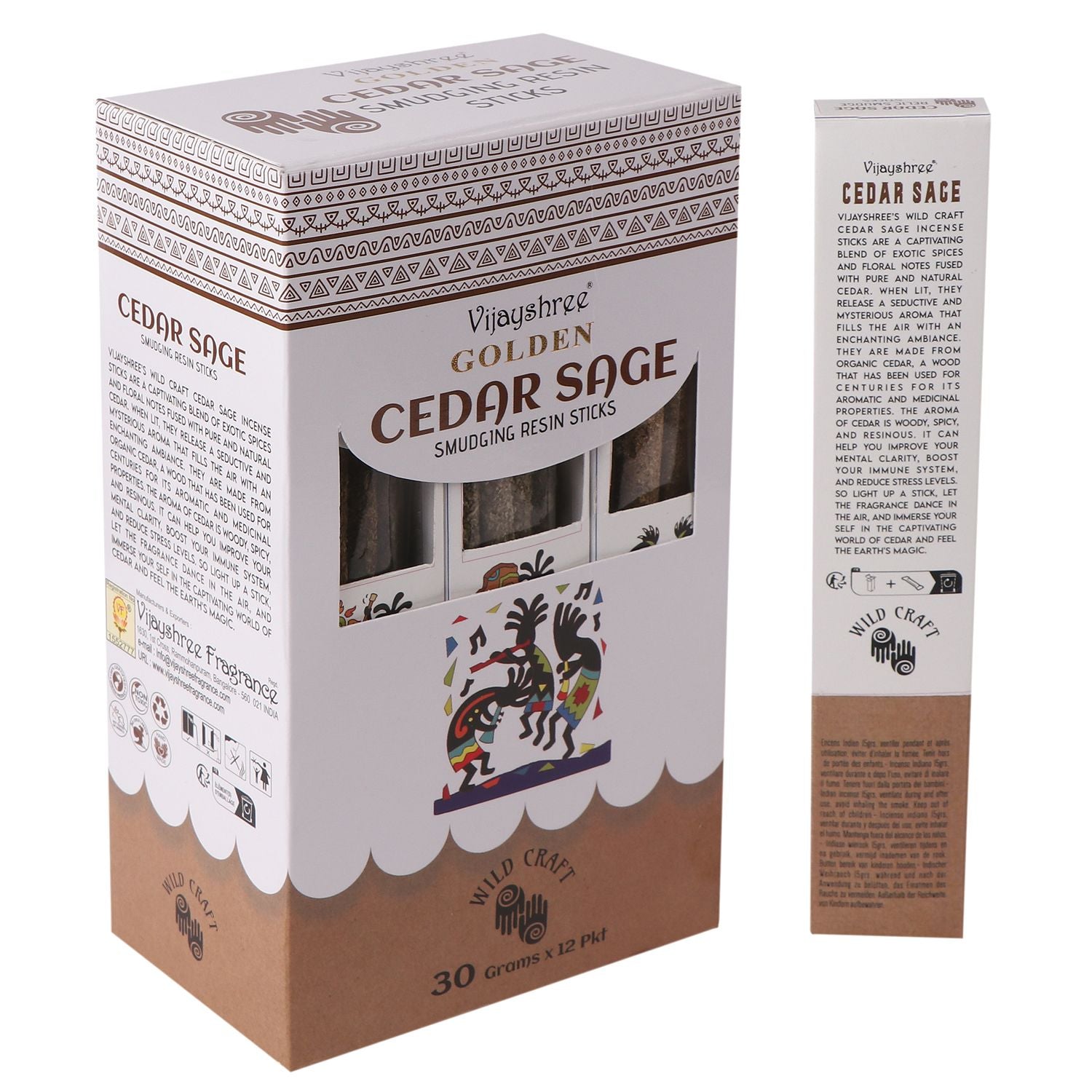 30g Golden Cedar Sage Smudging Resin Sticks (6s)