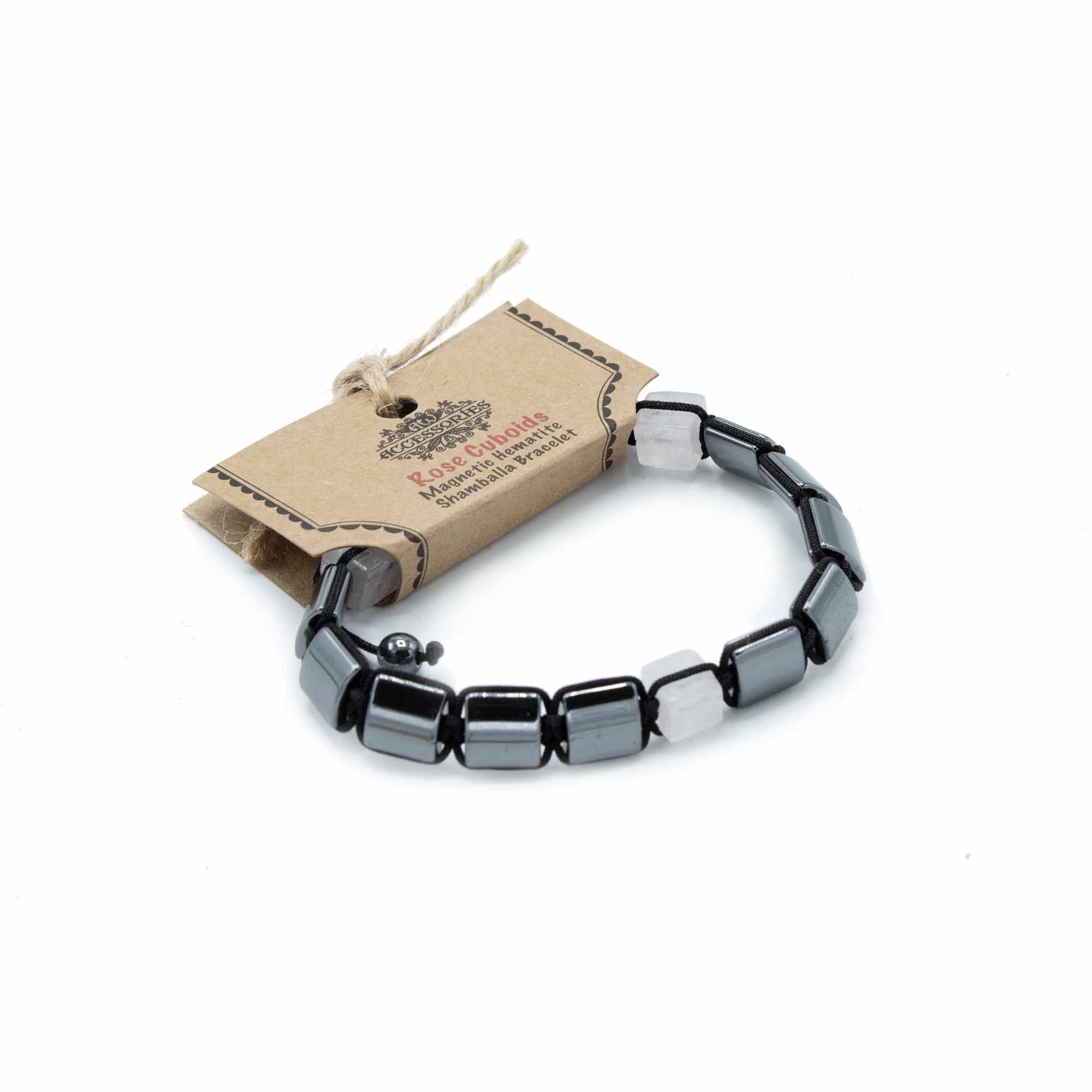 Magnetic Hematite Shamballa Bracelet - Rose Cuboids