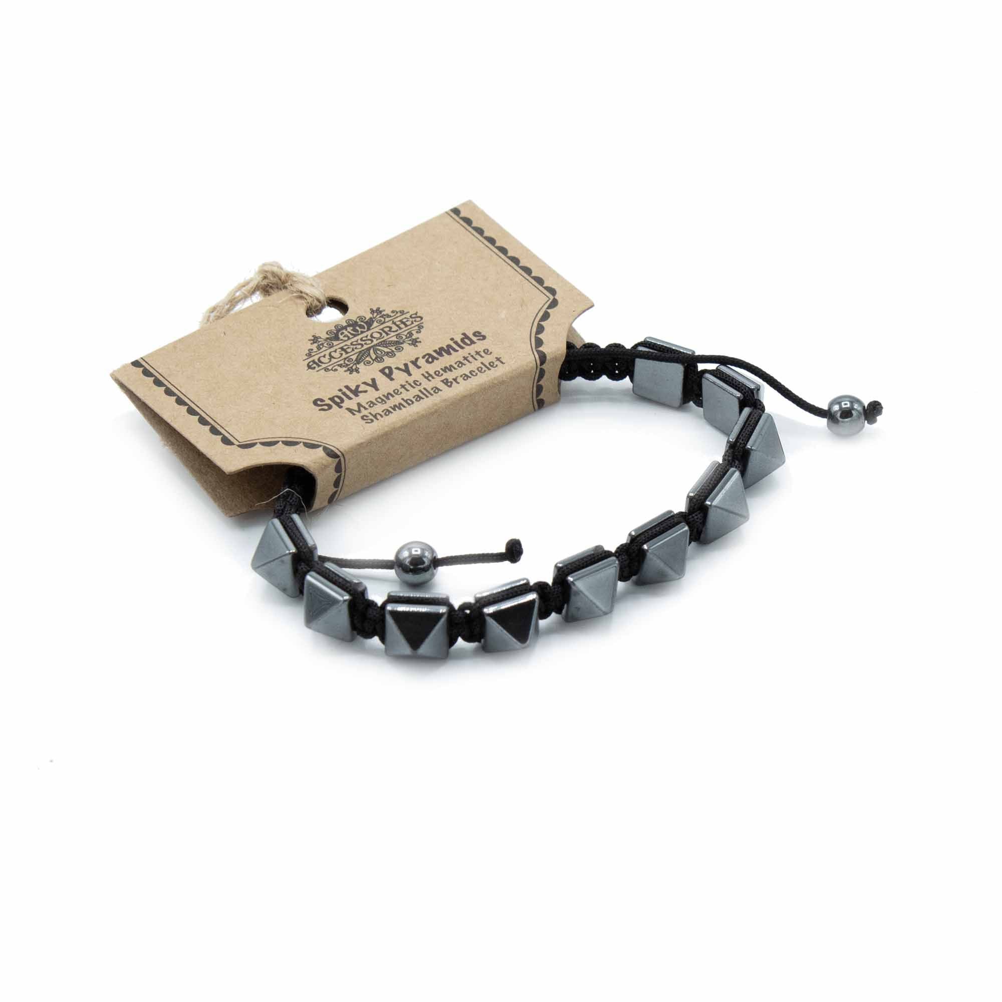 Magnetic Hematite Shamballa Bracelet - Spiky Pyramids