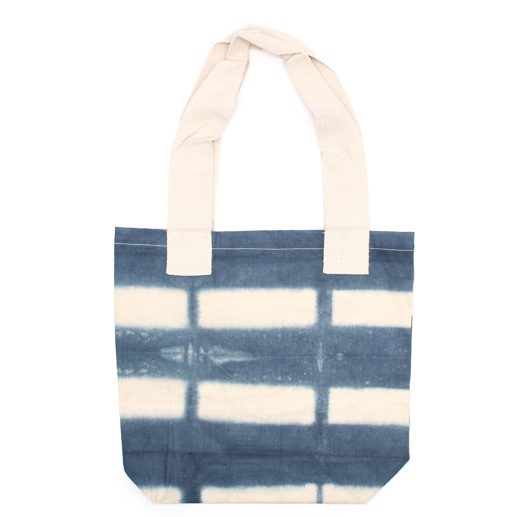 Naturlig Tye-Dye bomuldspose (227 g) - 38x42x12 cm - Grå blokke - Naturligt håndtag