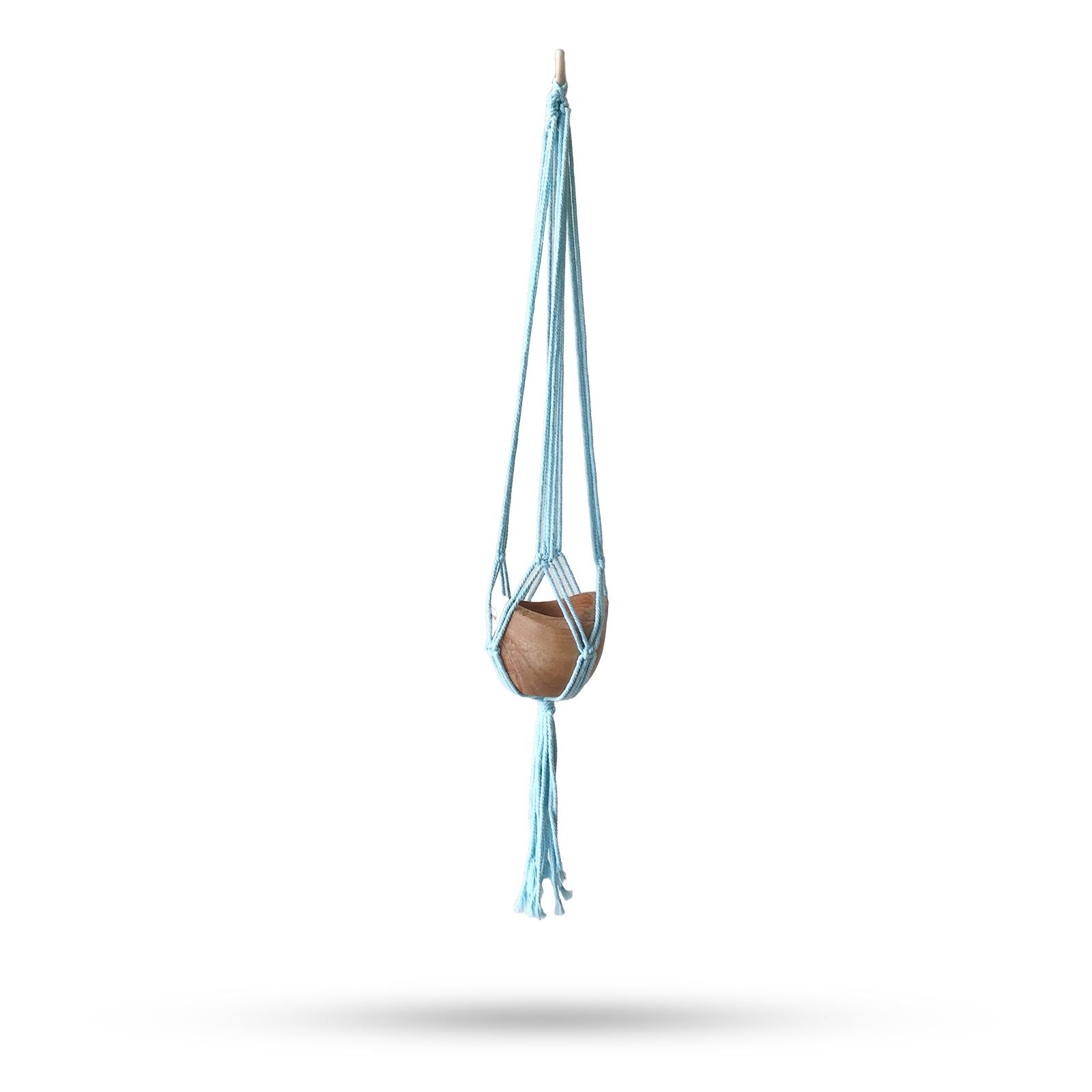 Macrame Grydeholder Klassisk - Pulverblå Mellem Potte