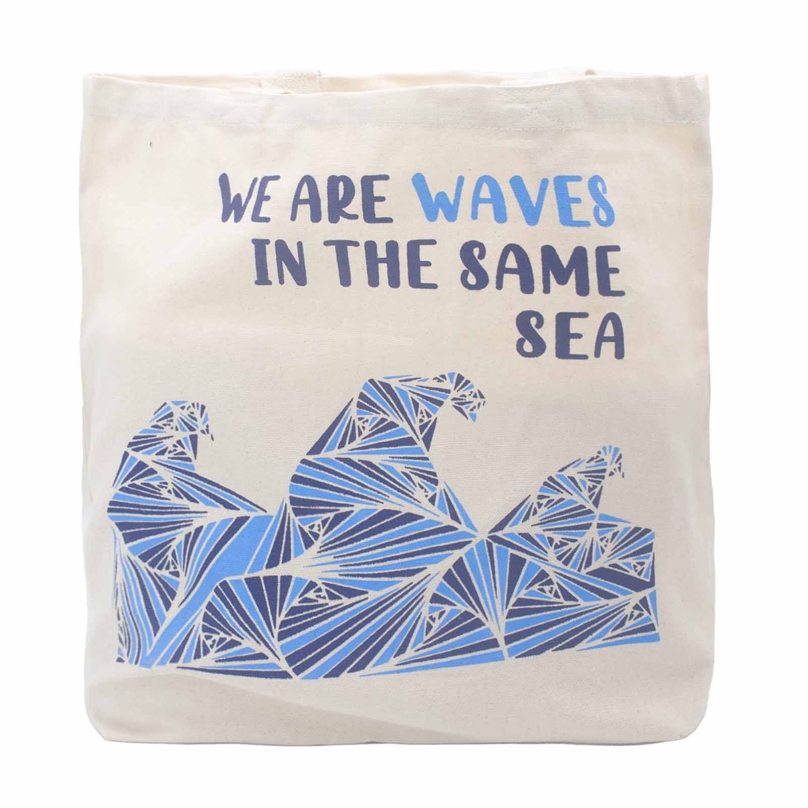 Printed Cotton Bag - We are Waves - Grey