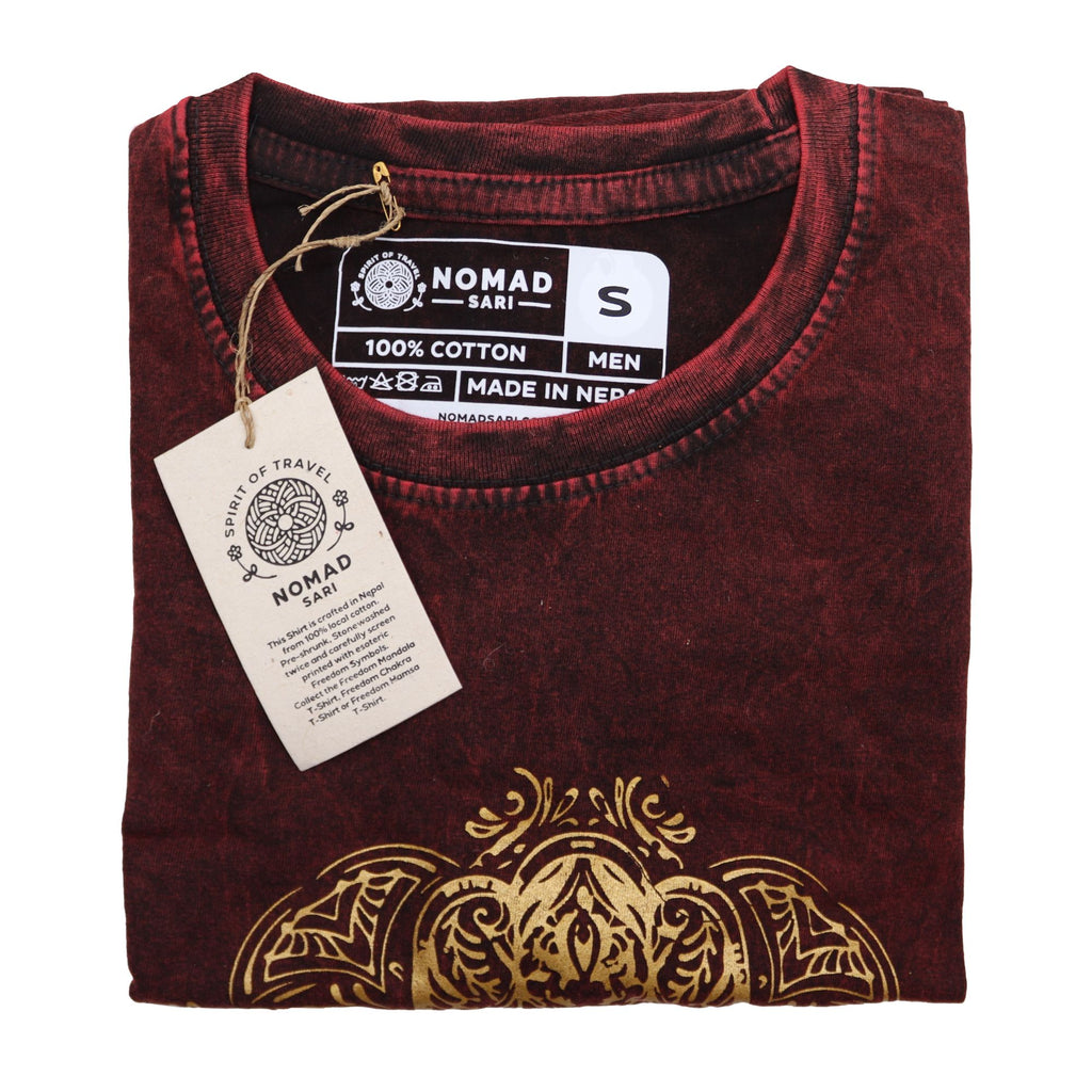 Small Stone Washed Teashirt - Hamsa - Maroon