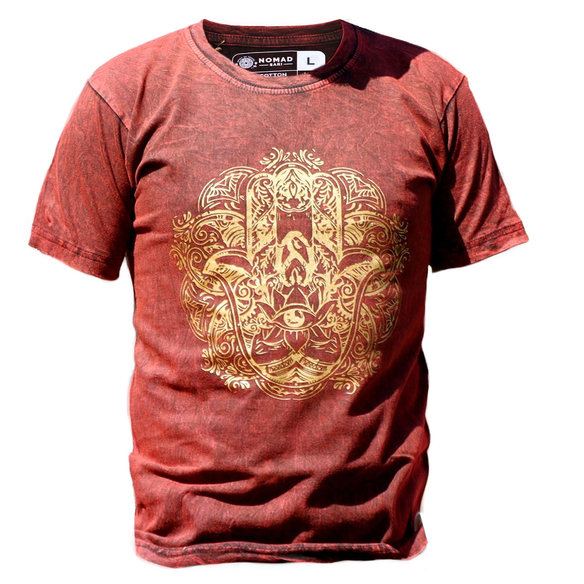 XLarge Stone Washed Teashirt - Hamsa - Maroon