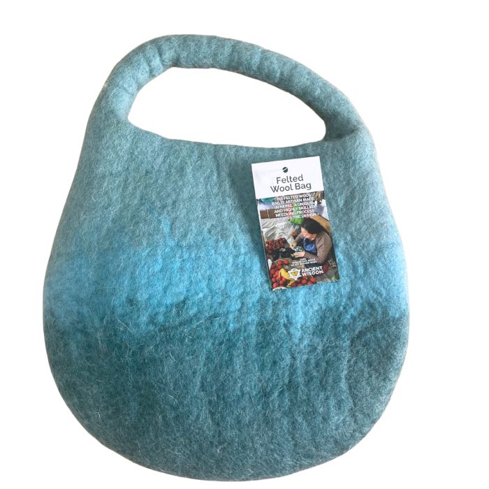 Water Felted Bee Bag - One Handle with Magnet - Blue Green