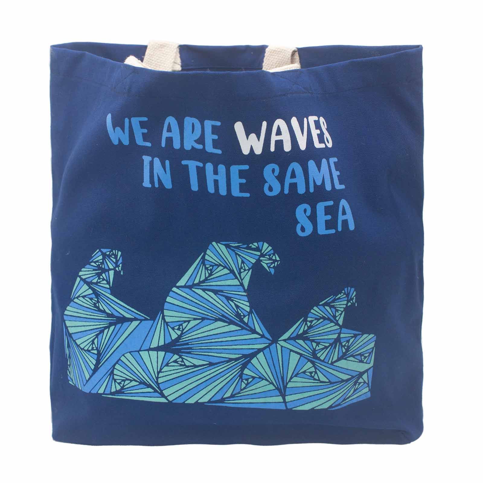 Printed Cotton Bag - We are Waves - Grey