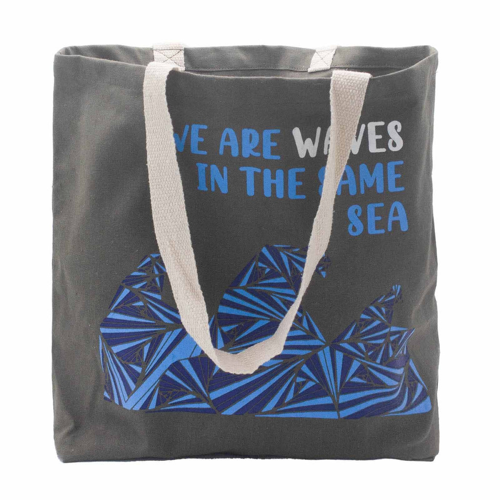 Printed Cotton Bag - We are Waves - Grey