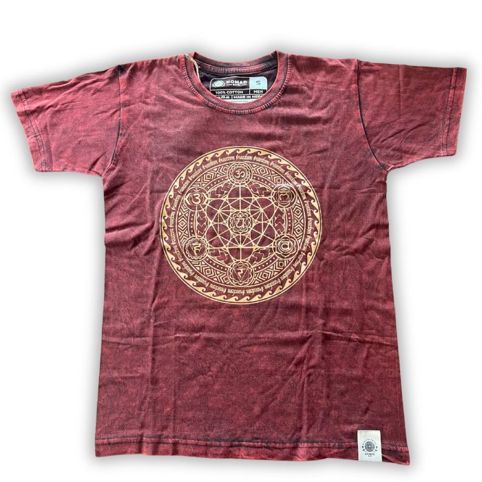 Small Stone Washed Teashirt - Chakra - Maroon