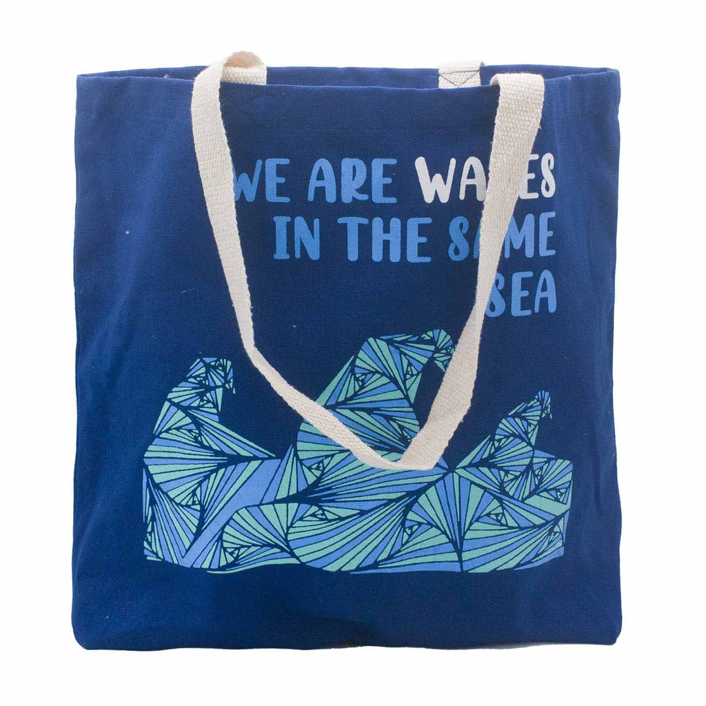 Printed Cotton Bag - We are Waves - Grey
