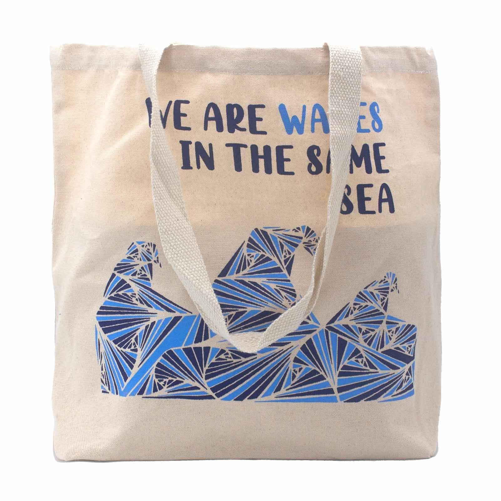 Printed Cotton Bag - We are Waves - Grey