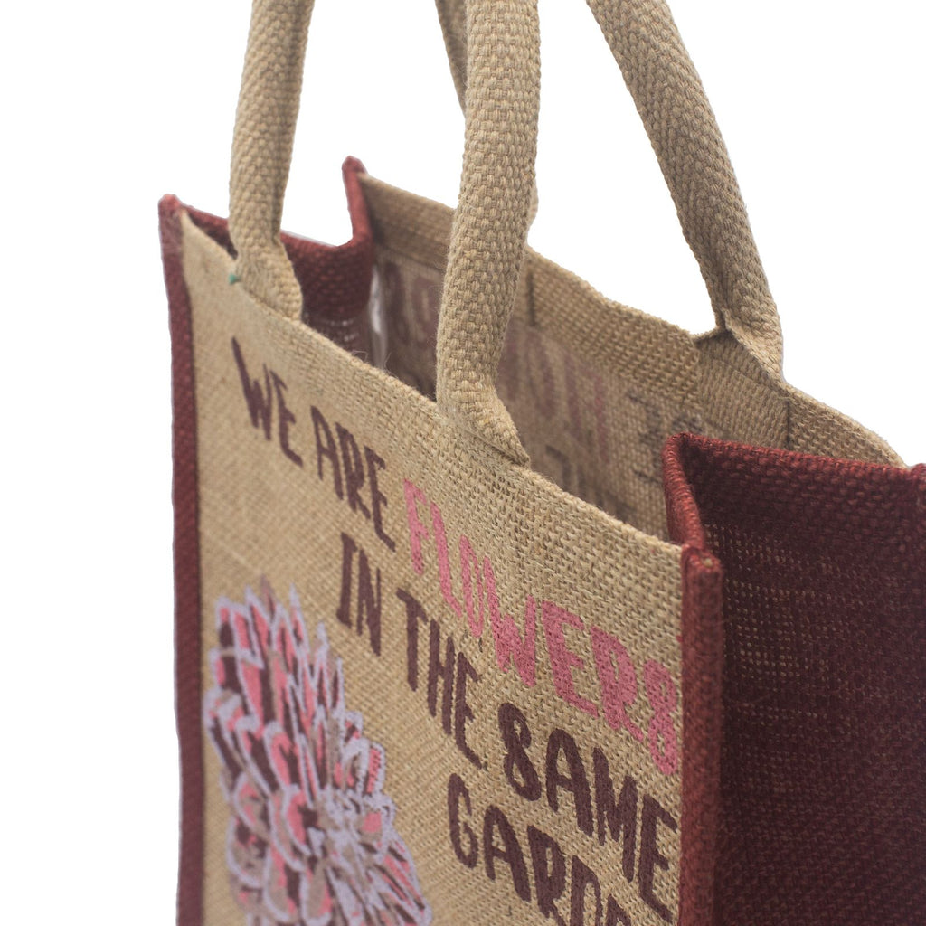 Printed Jute Bag - We are Flowers - Pink