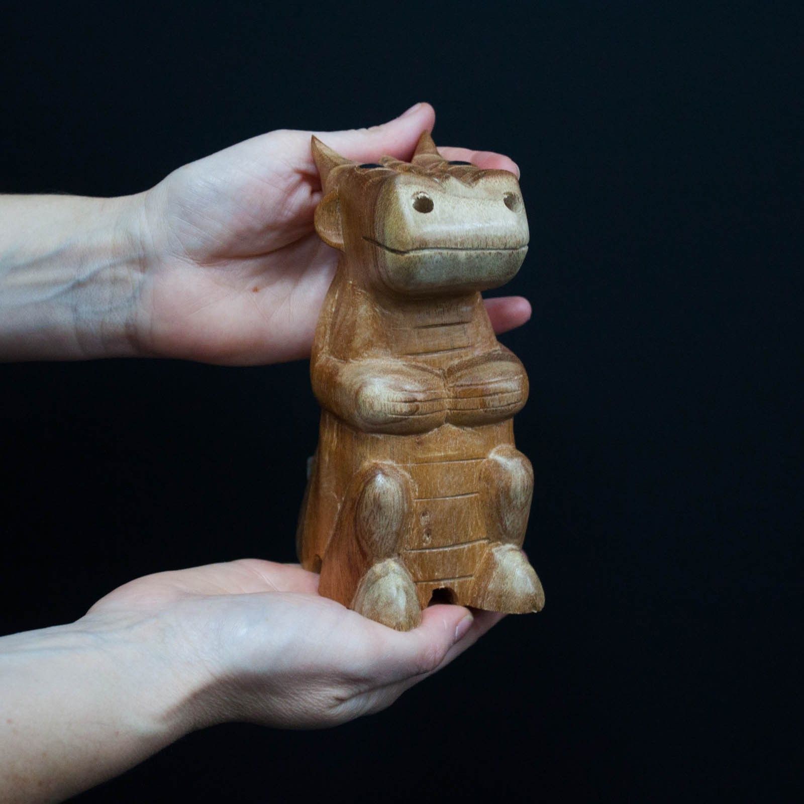 Wooden Carved Incense Burner - Lrg Dragon