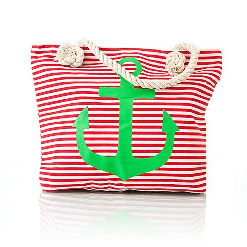Rope Handle Bag - Green Anchor
