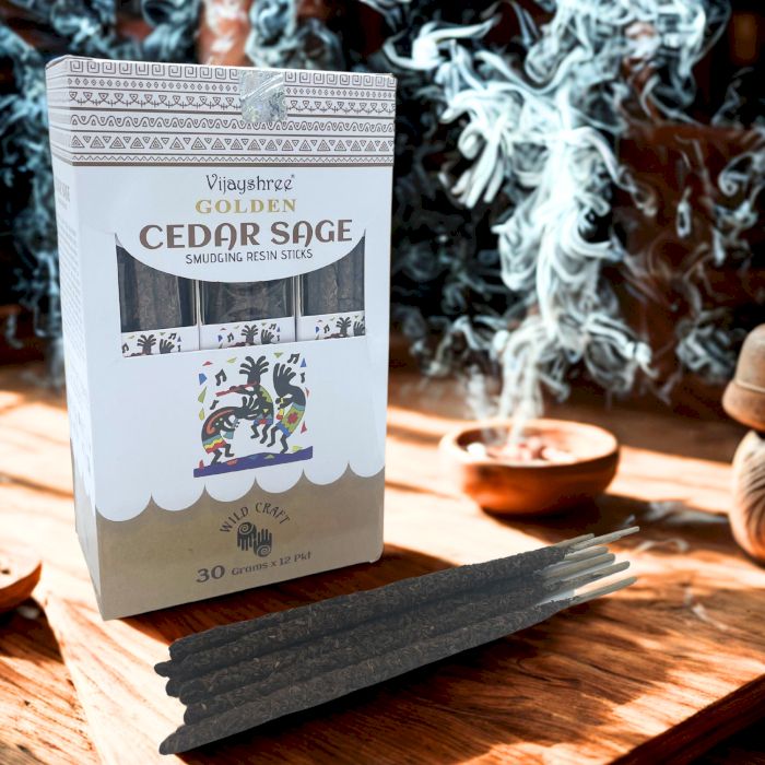 30g Golden Cedar Sage Smudging Resin Sticks (6s)