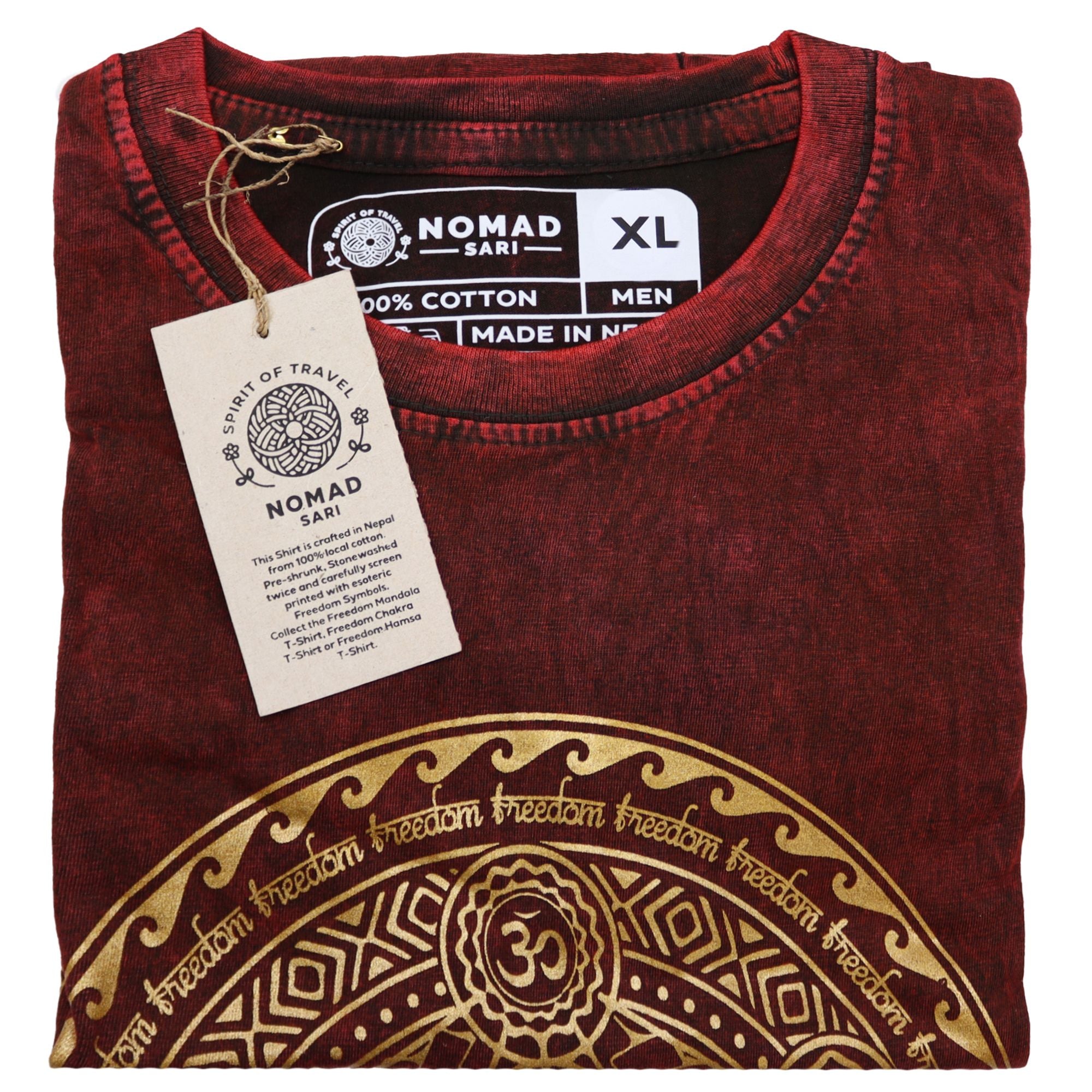 XLarge Stone Washed Teashirt - Chakra - Maroon