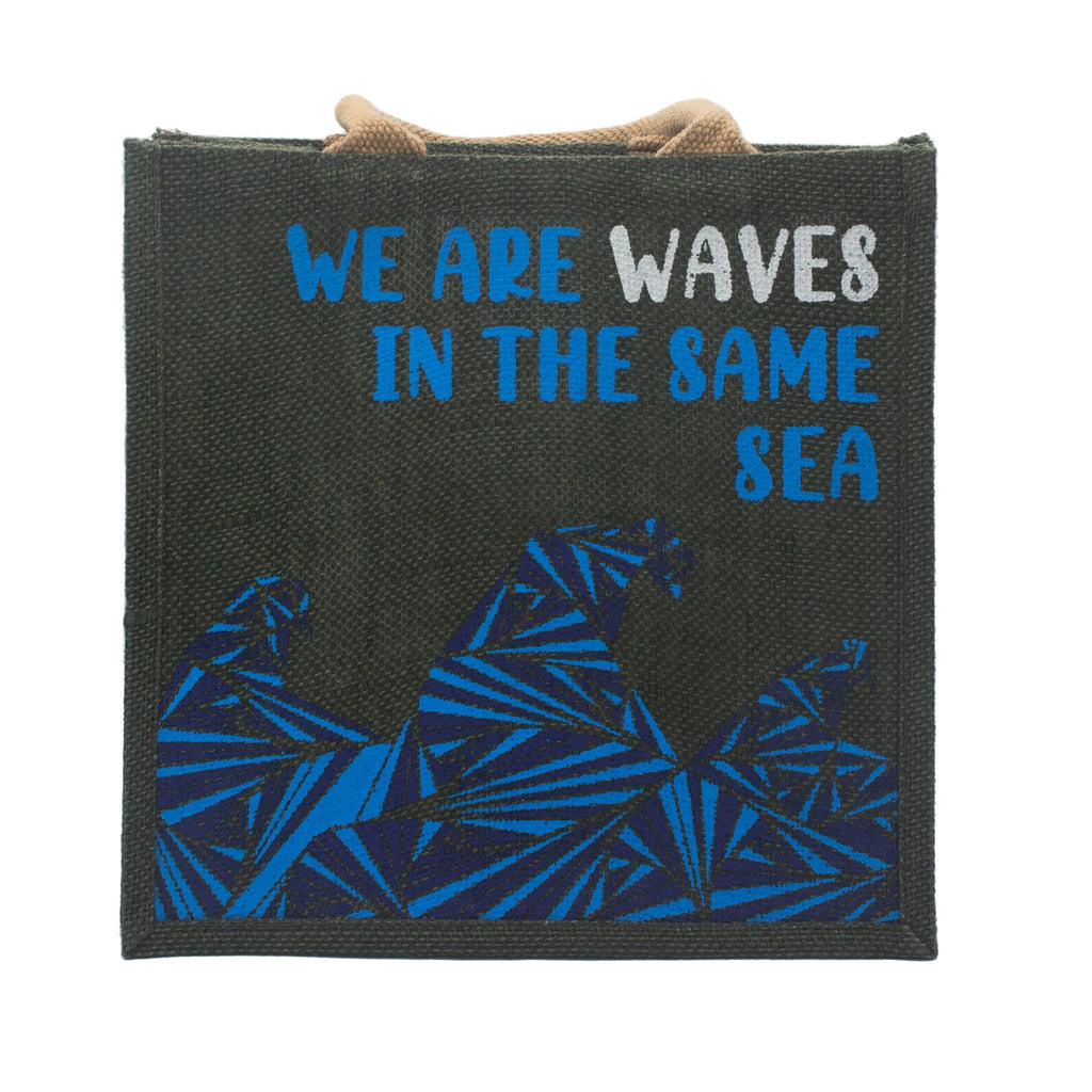 Printed Jute Bag - We are Waves - Blue
