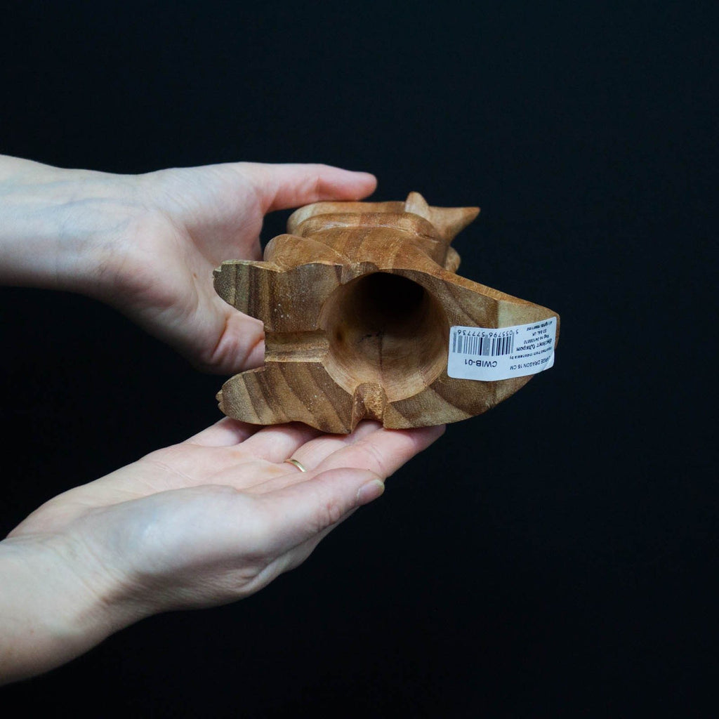 Wooden Carved Incense Burner - Lrg Dragon