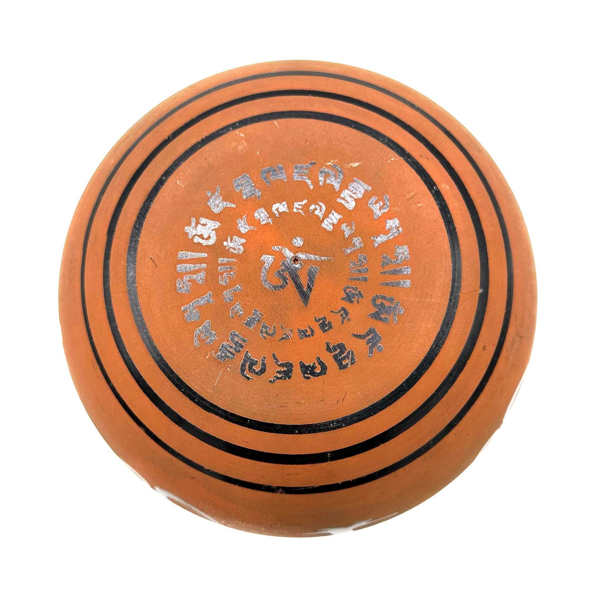 Earth Powder Singing Bowl - Clay Om  Buddha - 16cm