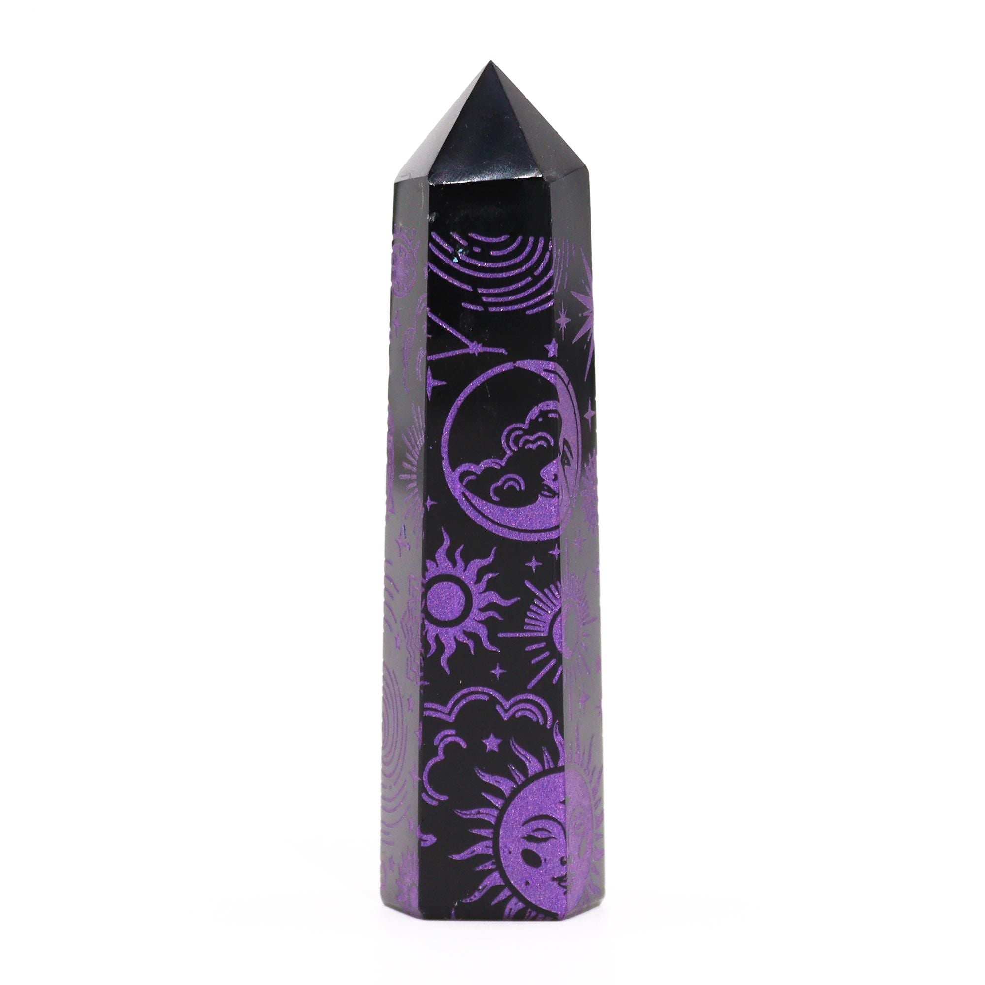 Sorte obsidianpunkter (ca. 60-70 g 9 cm) - Mystic Story - Dyb lilla