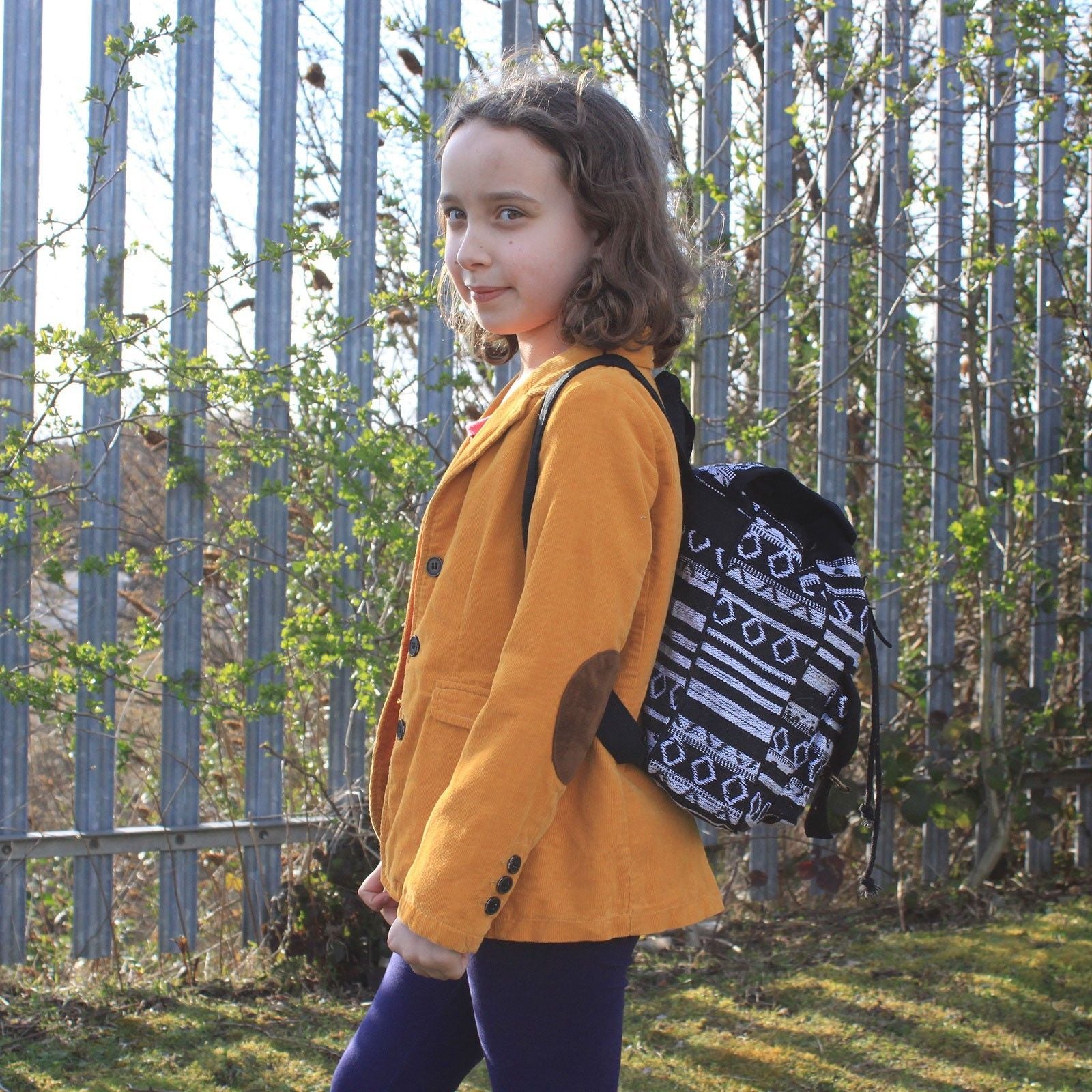 Small Nepali Backpack - Black & White