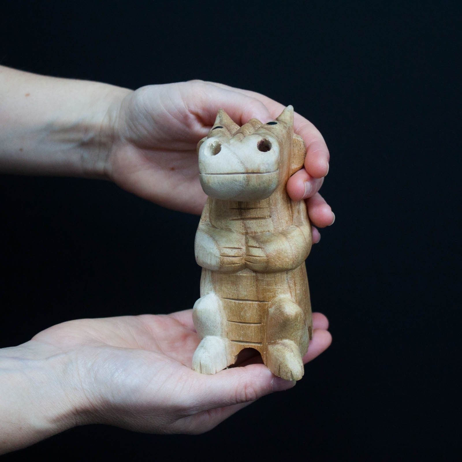 Wooden Carved Incense Burner - Med Dragon