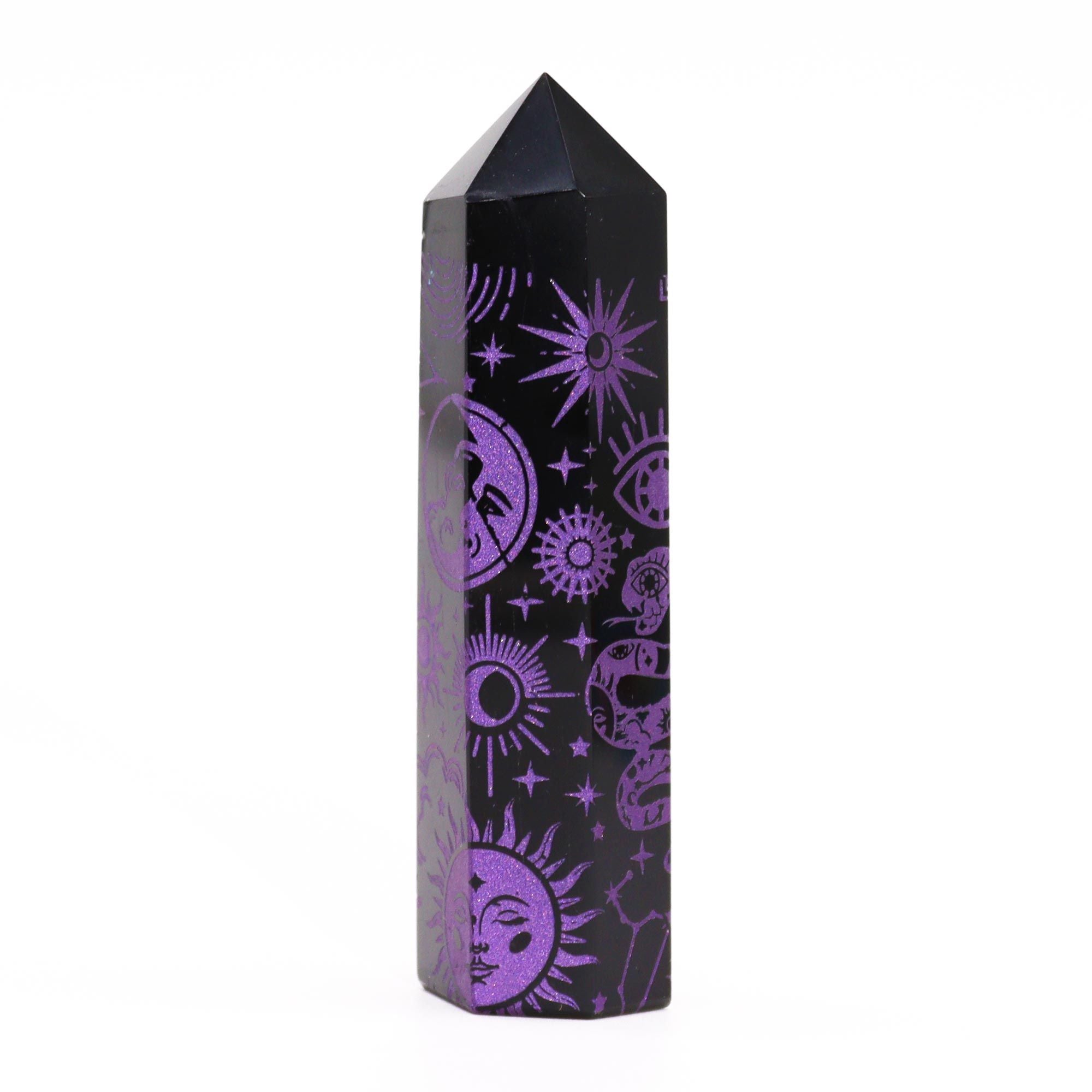 Sorte obsidianpunkter (ca. 60-70 g 9 cm) - Mystic Story - Dyb lilla