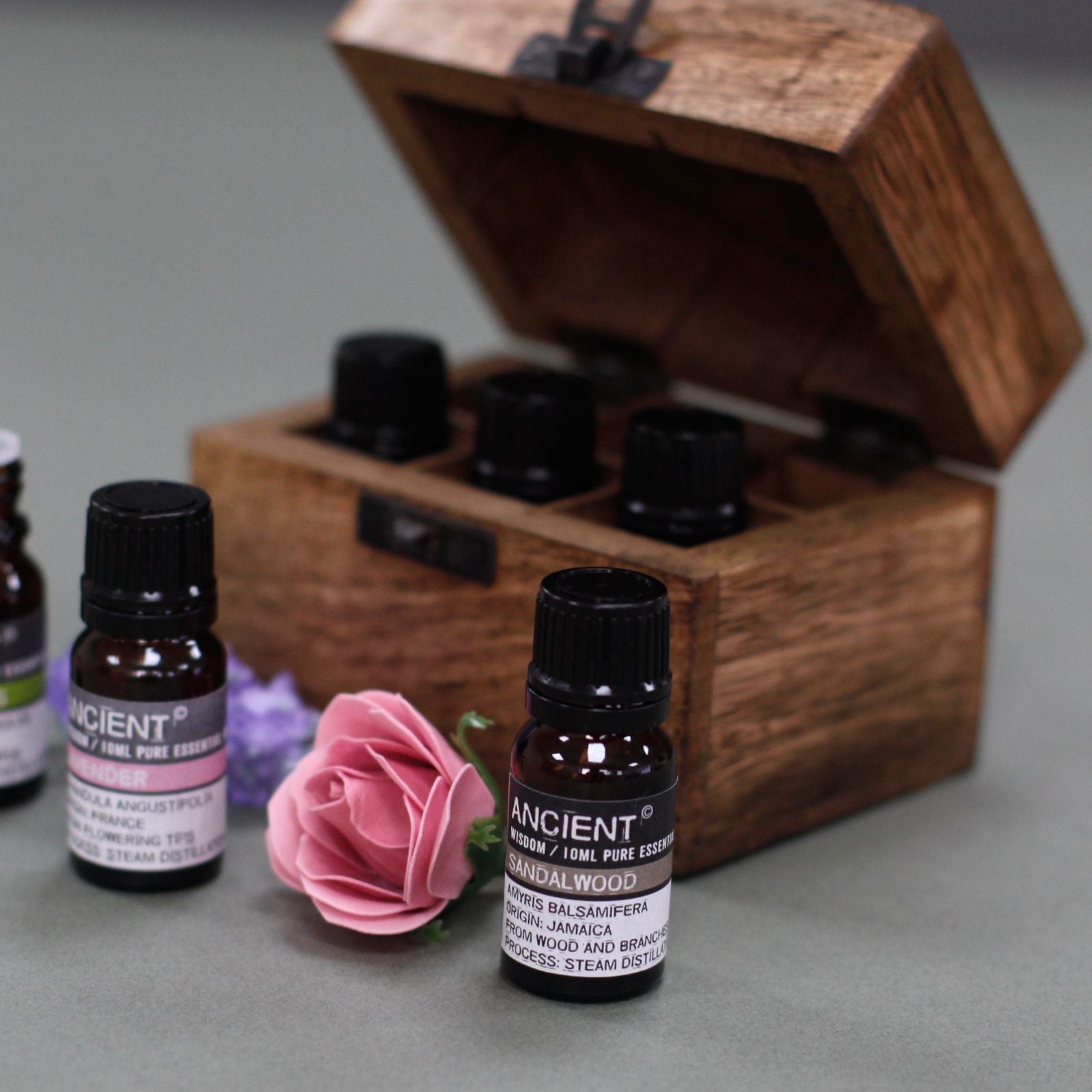 Aromatherapy Floral Carved Box (Holds 24 bottles)
