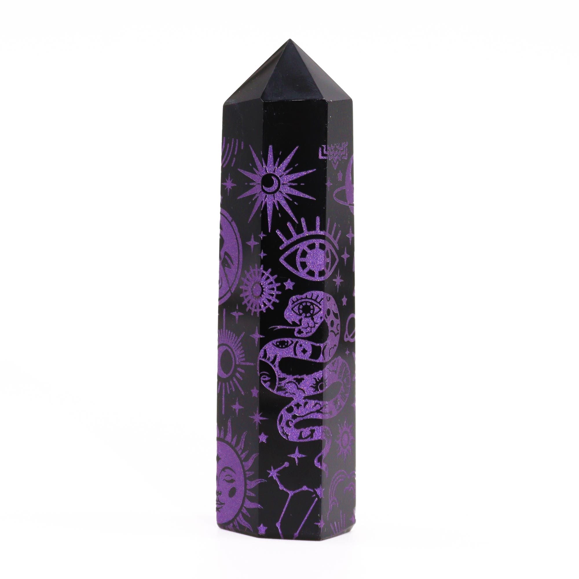 Sorte obsidianpunkter (ca. 60-70 g 9 cm) - Mystic Story - Dyb lilla