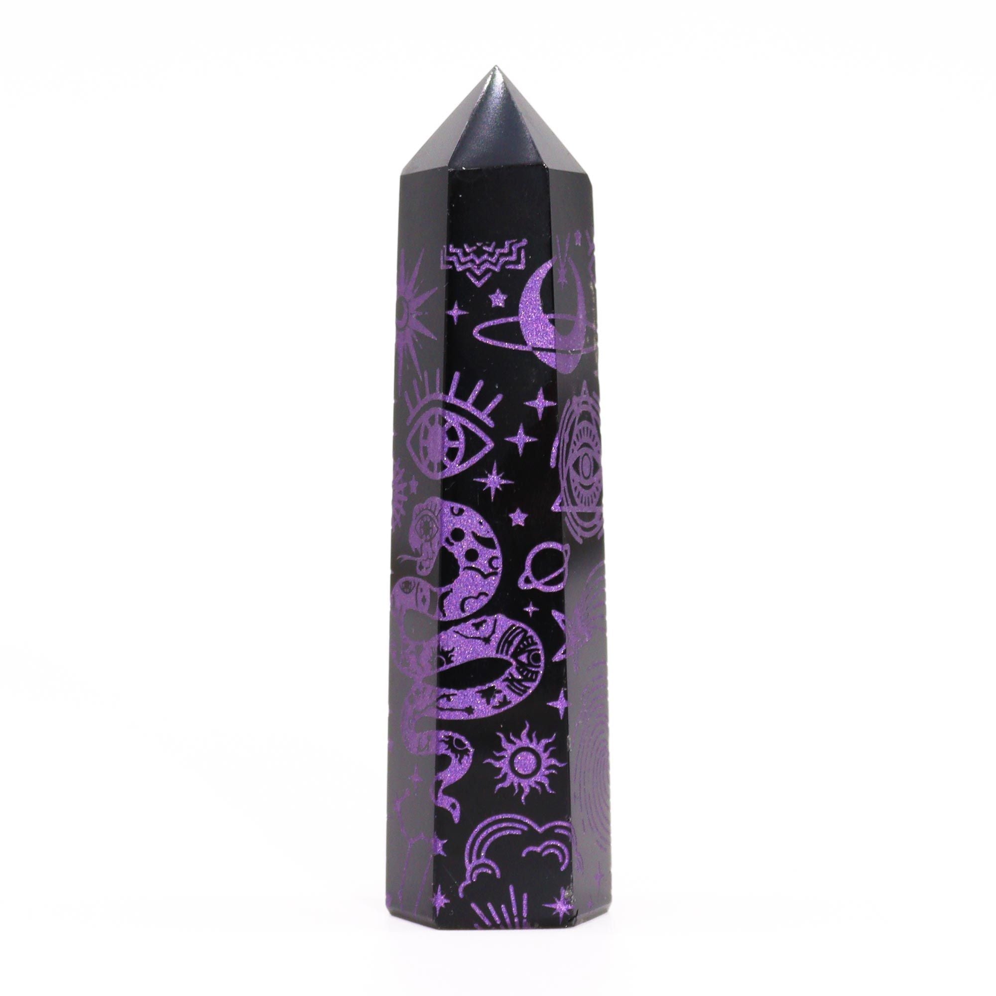 Sorte obsidianpunkter (ca. 60-70 g 9 cm) - Mystic Story - Dyb lilla