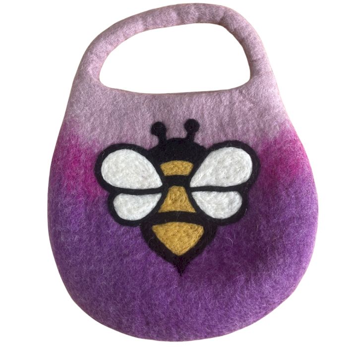 Water Felted Bee Bag - One Handle with Magnet  - Lavender Shades