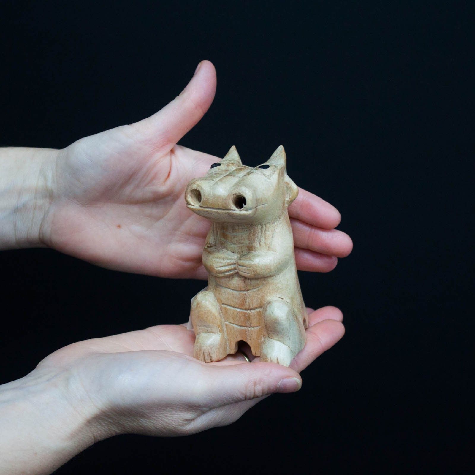 Wooden Carved Incense Burner - Small Dragon