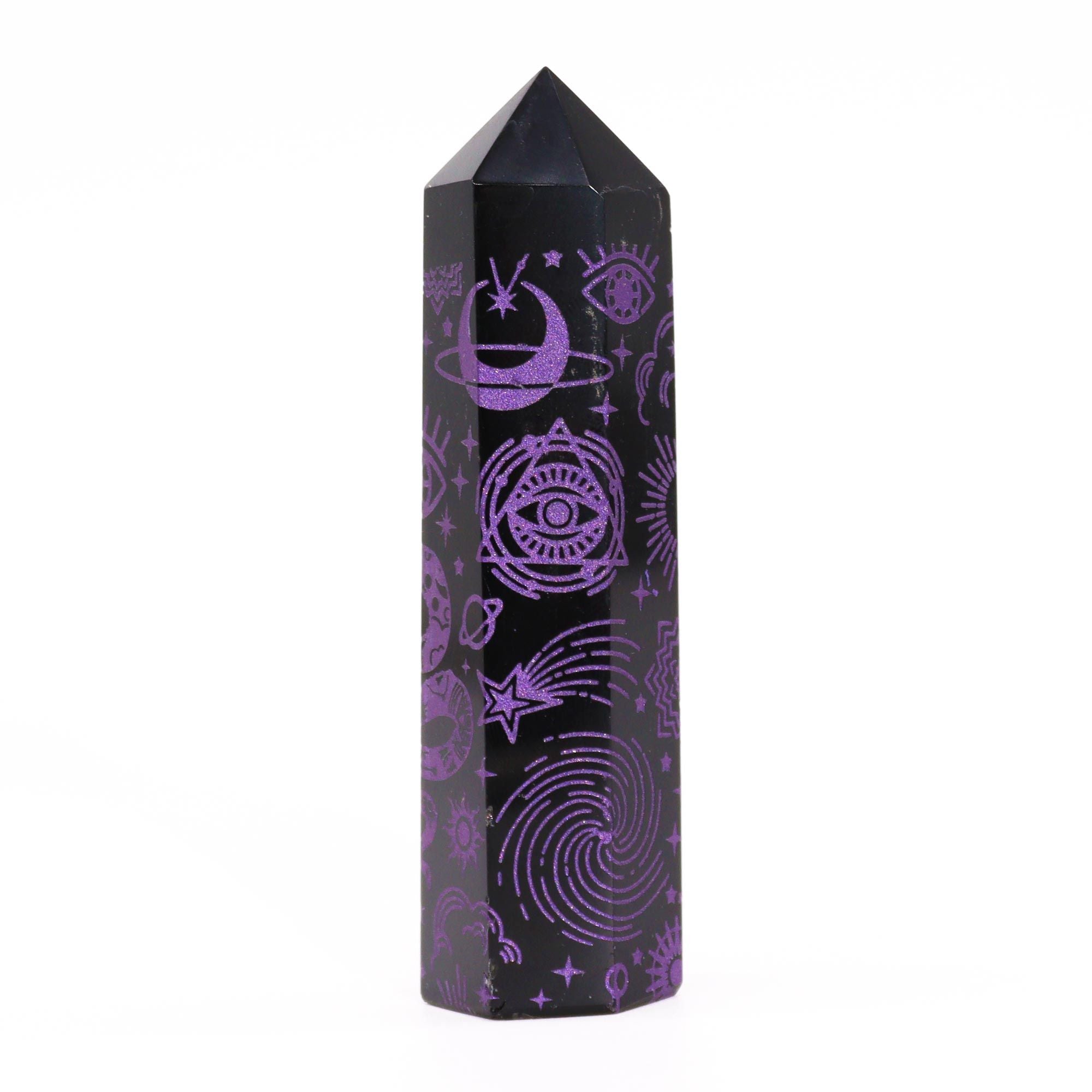 Sorte obsidianpunkter (ca. 60-70 g 9 cm) - Mystic Story - Dyb lilla