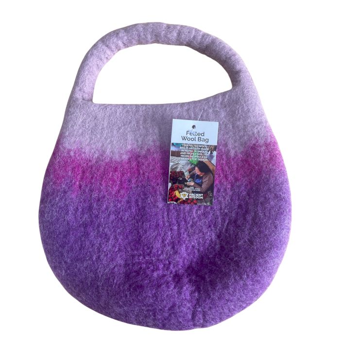 Water Felted Bee Bag - One Handle with Magnet  - Lavender Shades