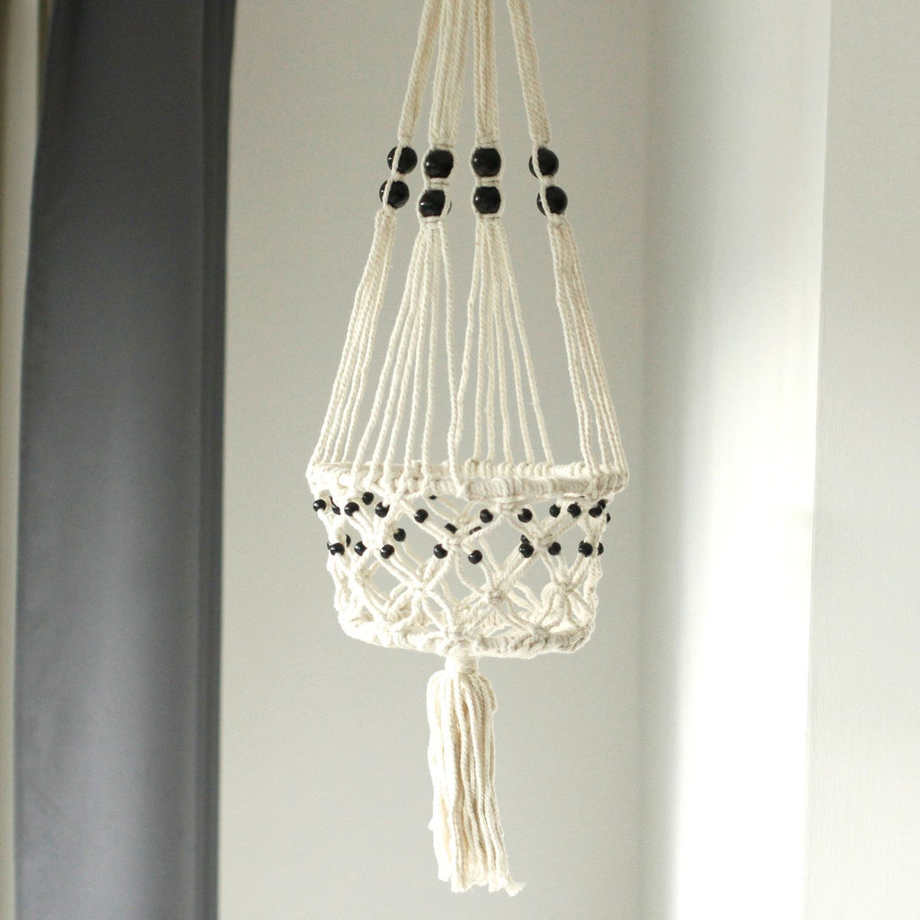 Macrame Grydeholder - Stor Enkelt Perlebesat