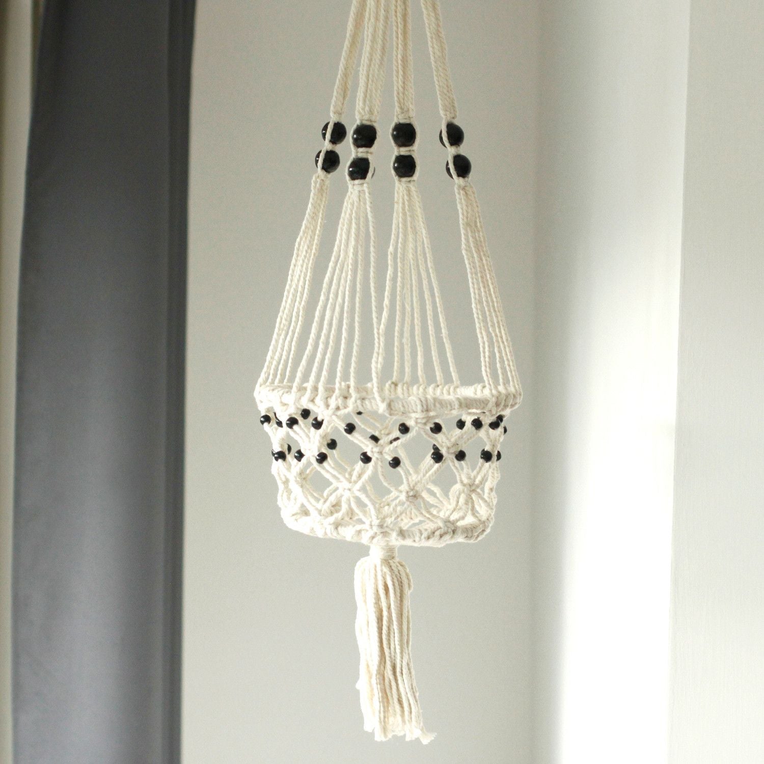 Macrame Grydeholder - Stor Enkelt Perlebesat