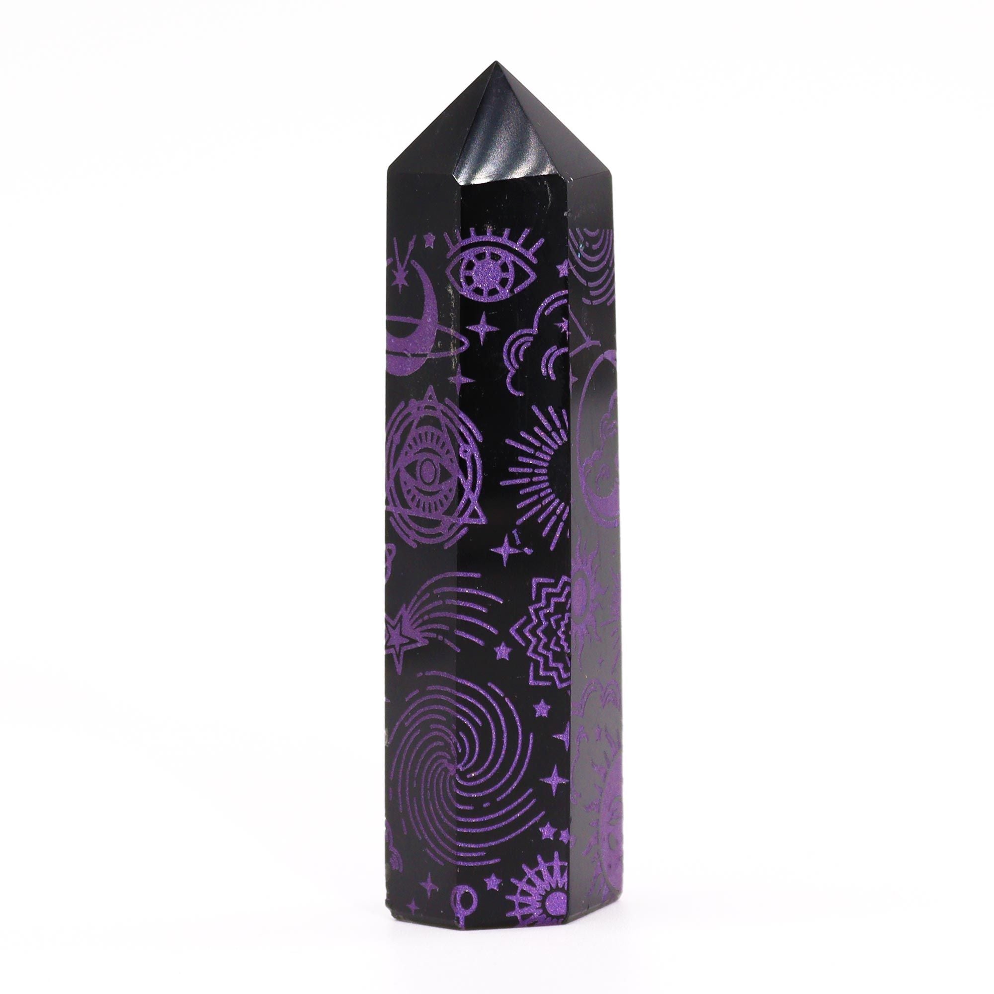 Sorte obsidianpunkter (ca. 60-70 g 9 cm) - Mystic Story - Dyb lilla