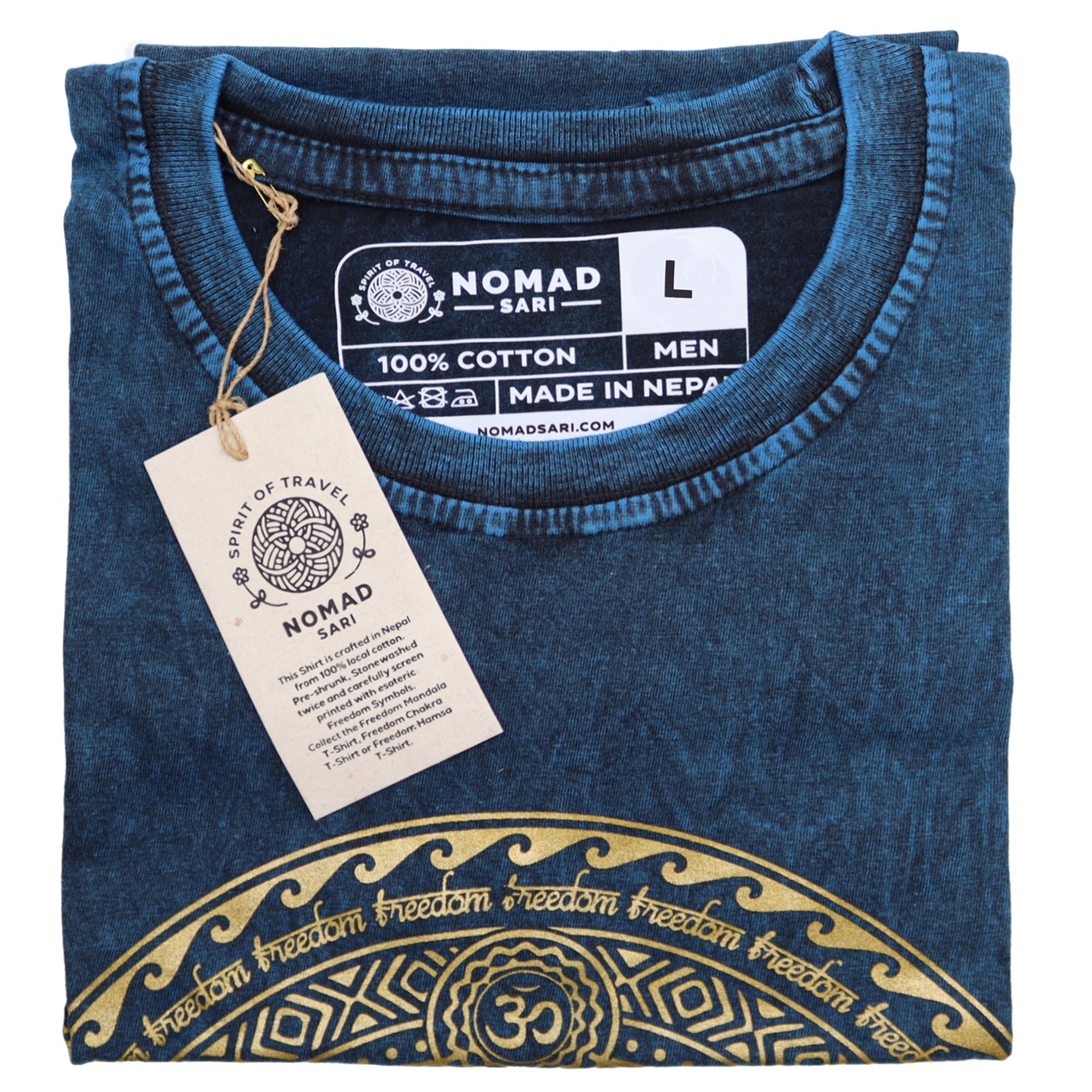 Large Stone Washed Teashirt - Chakra - Blue