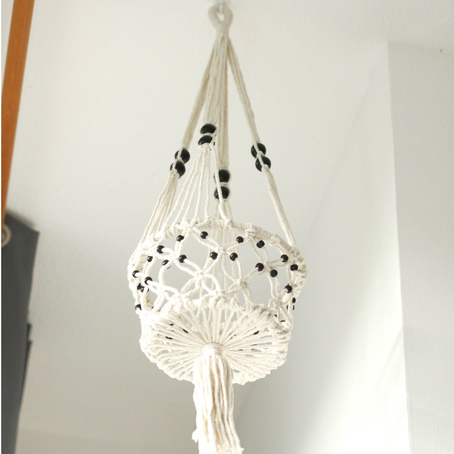 Macrame Grydeholder - Stor Enkelt Perlebesat