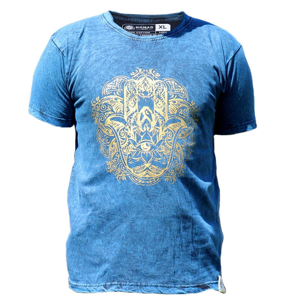 XLarge Stone Washed Teashirt - Hamsa - Blue