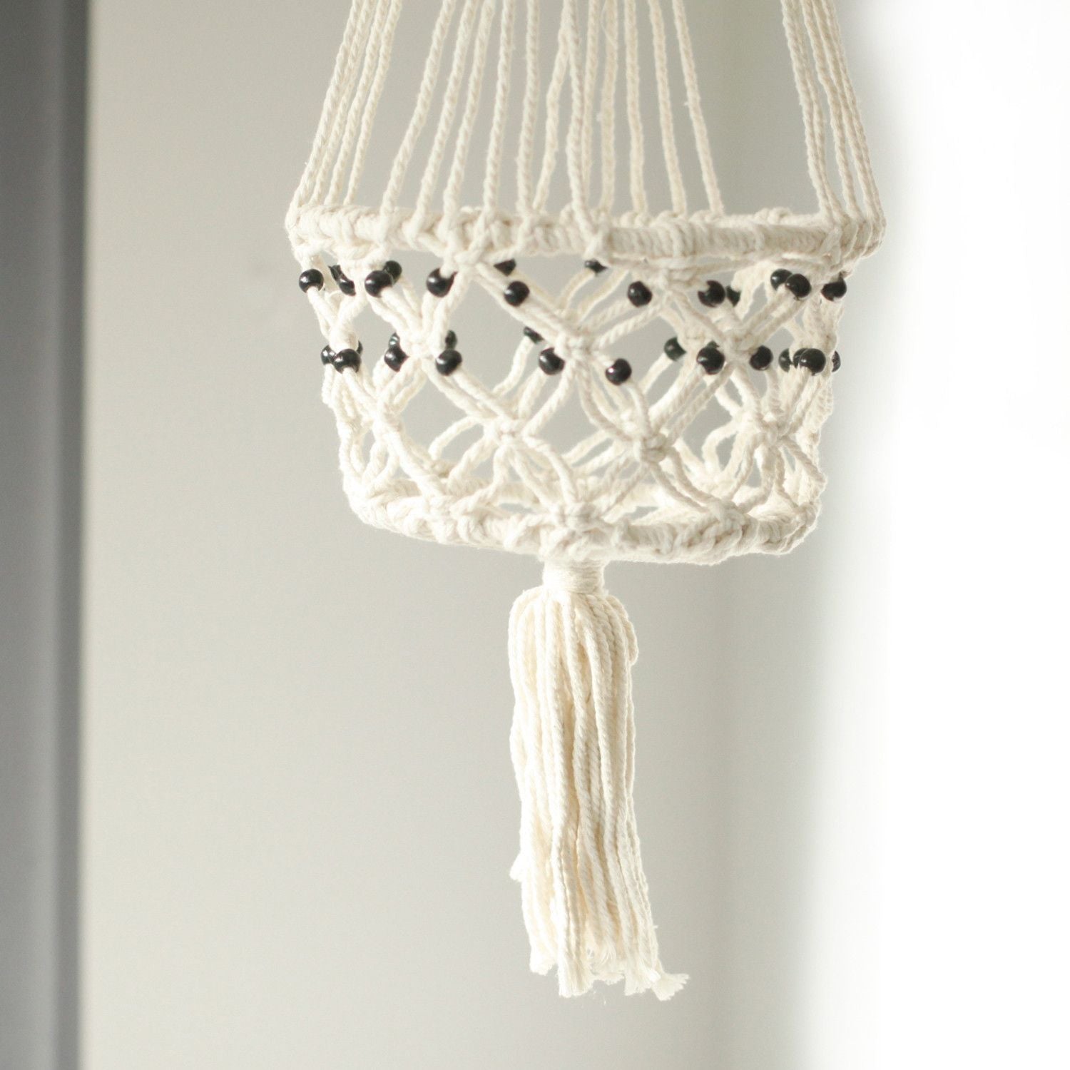 Macrame Grydeholder - Stor Enkelt Perlebesat