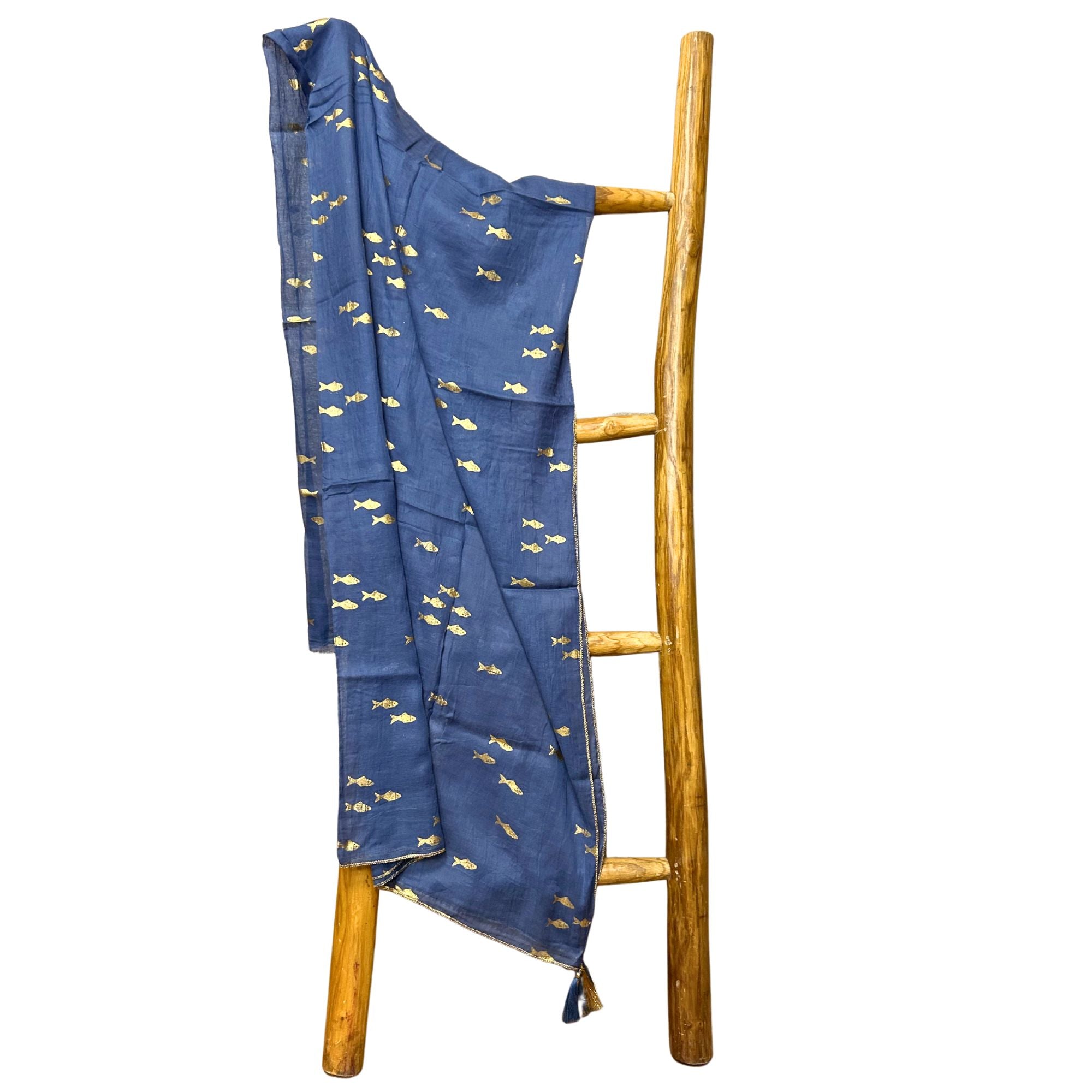 Nomad Sari On the Med Collection - Pario - Sea Blue & Gold Fish Design