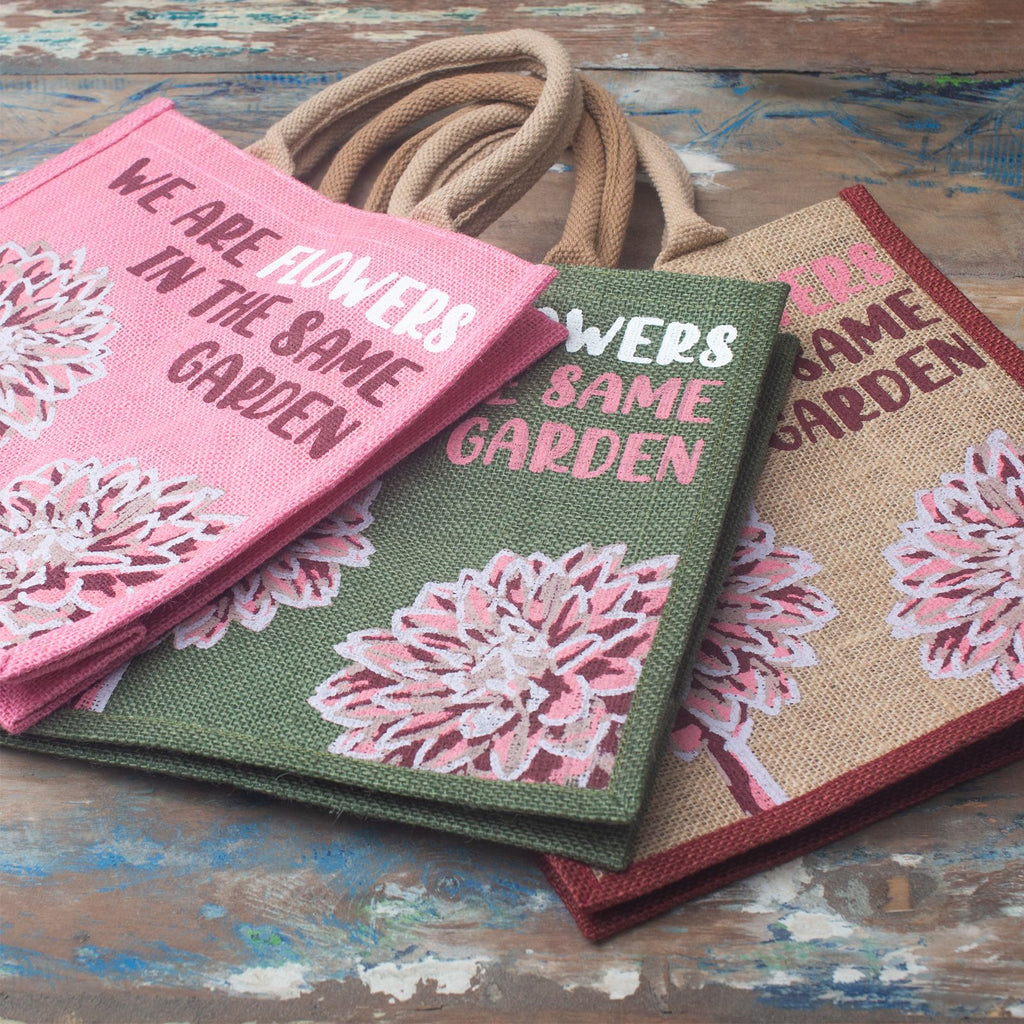Printed Jute Bag - We are Flowers - Natural