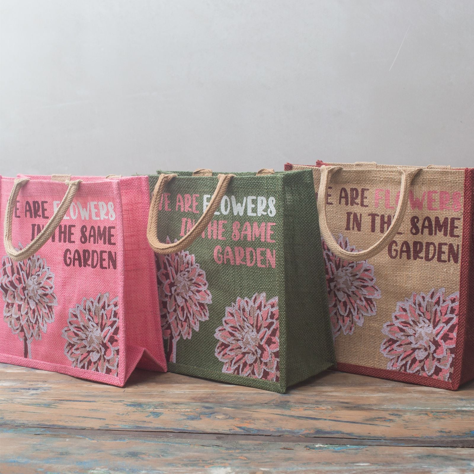Printed Jute Bag - We are Flowers - Natural