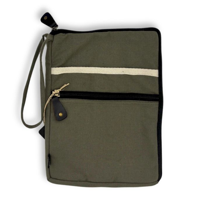Canvas Travel Laptop Pouch - Olive - 24x33cm