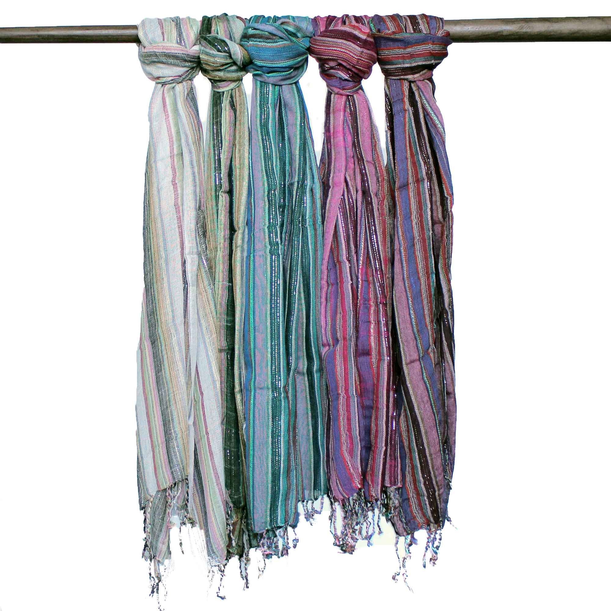 Indiske Boho Tørklæder - 50x180cm - Tilfældige Farver Med Guldtråd