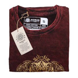 Small Stone Washed Teashirt - Hamsa - Maroon