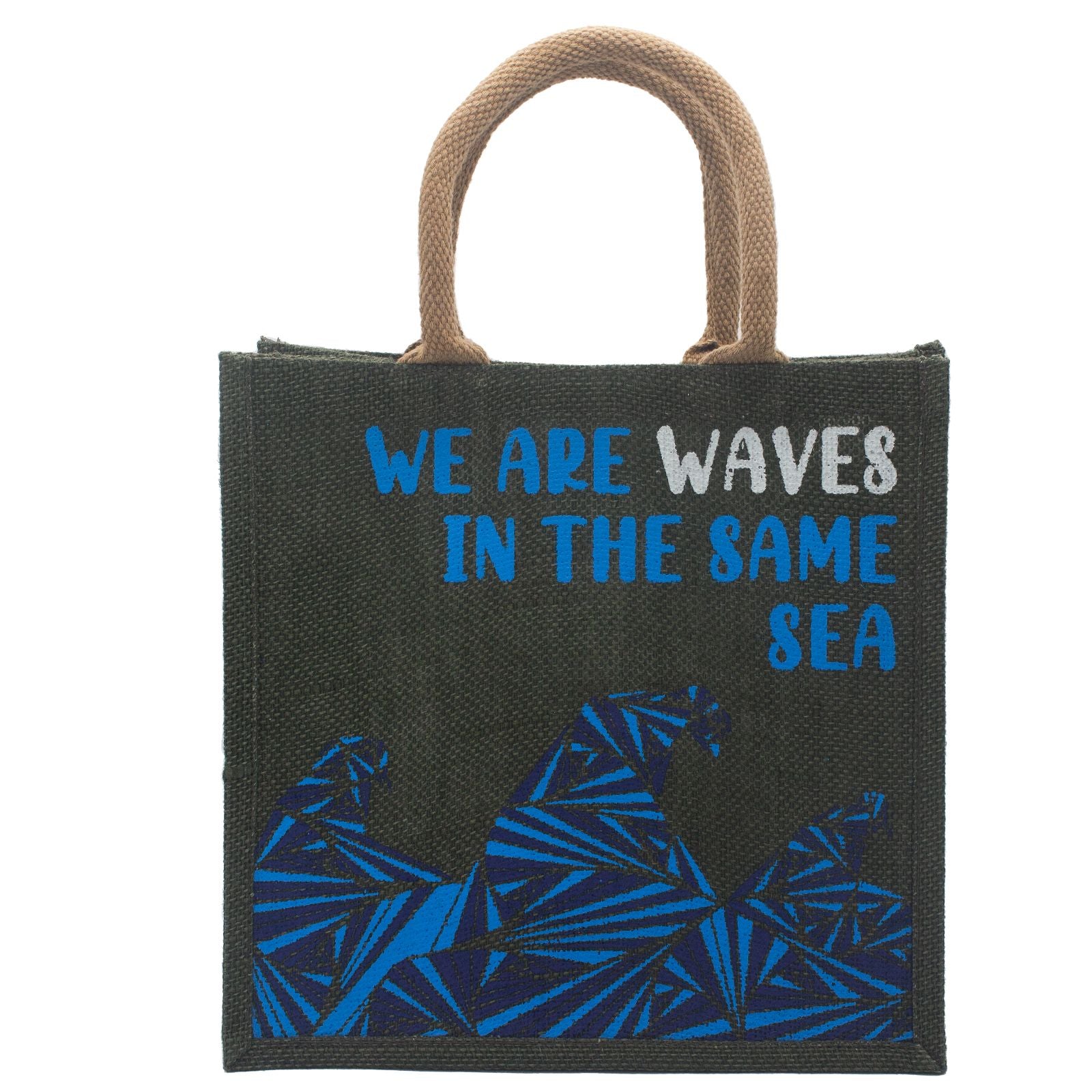 Printed Jute Bag - We are Waves - Blue