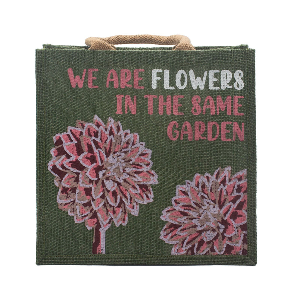 Printed Jute Bag - We are Flowers - Pink