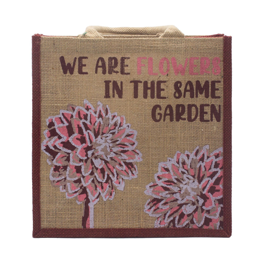 Printed Jute Bag - We are Flowers - Pink