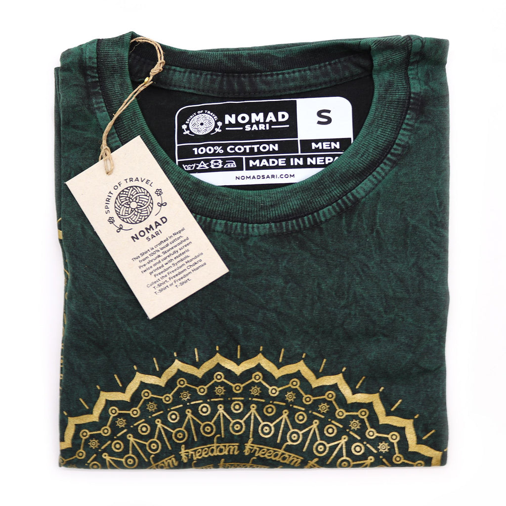 Small Stone Washed Teashirt - Mandala - Green